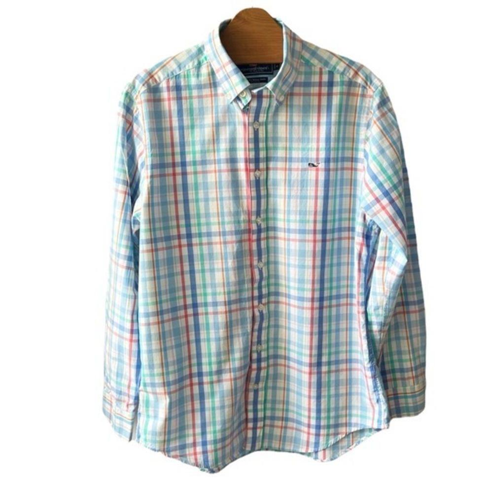 Vineyard Vines Pastel Plaid Slim Fit Whale Shirt | L